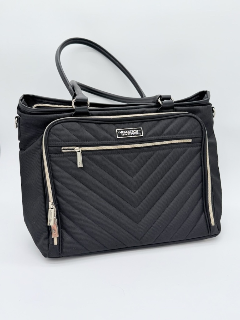 Kenneth Cole Reaction Chelsea Chevron 15" Laptop Tote Business Travel Bag Black